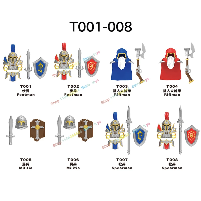 Средневековый рыцарь фигурка пехоты мушкетера солдата щита меч лучник Moc модель