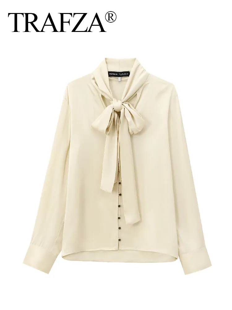 TRAFZA 2024 осенние повседневные женские минималистичные шикарные однотонные блузки