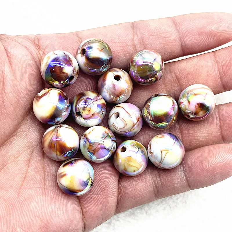 

5pcs 14mm UV Color Round Acrylic Bead Loose Spacer Beads for Jewelry Making DIY Handmade Bracelet Accessories