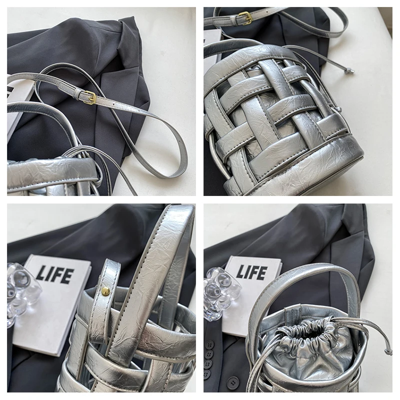 Brand Woven Bucket Bags for Women High Quality Leather Shoulder Bag Cute Purse and Handbag Designer Crossbody Bag Luxury Satchel