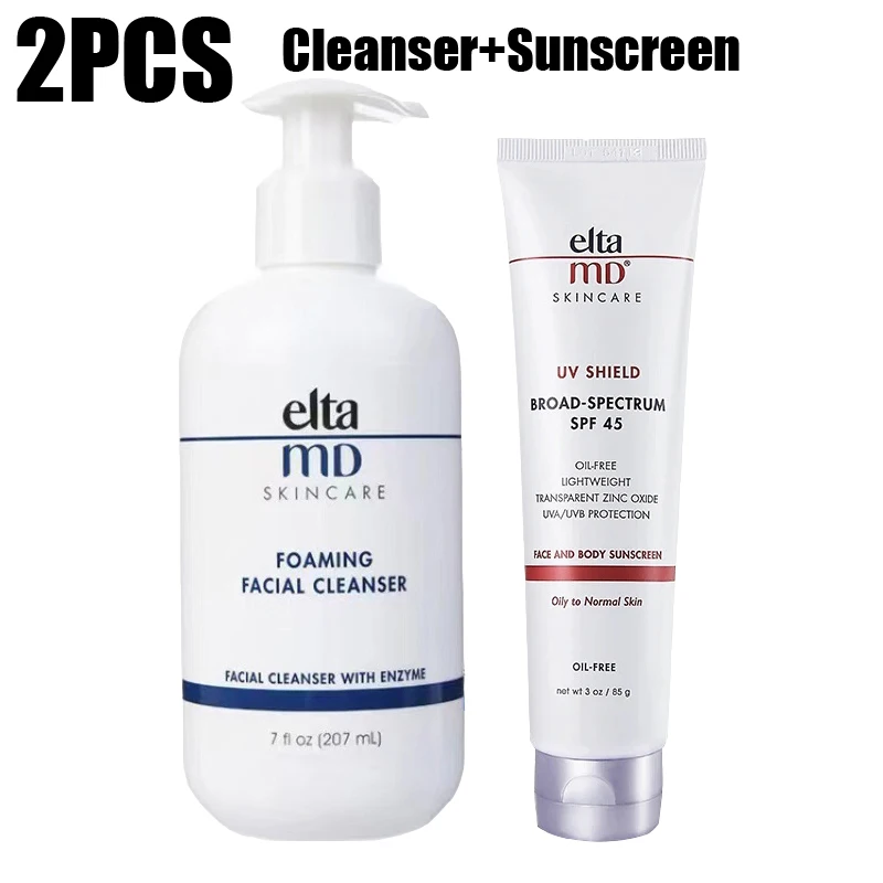 

2Pcs Set 207ml Elta MD Amino Acid Foaming Cleanser And SkinCare UV Shield Primer Broad-Spectrum SPF 45 Face And Body Sunscreen