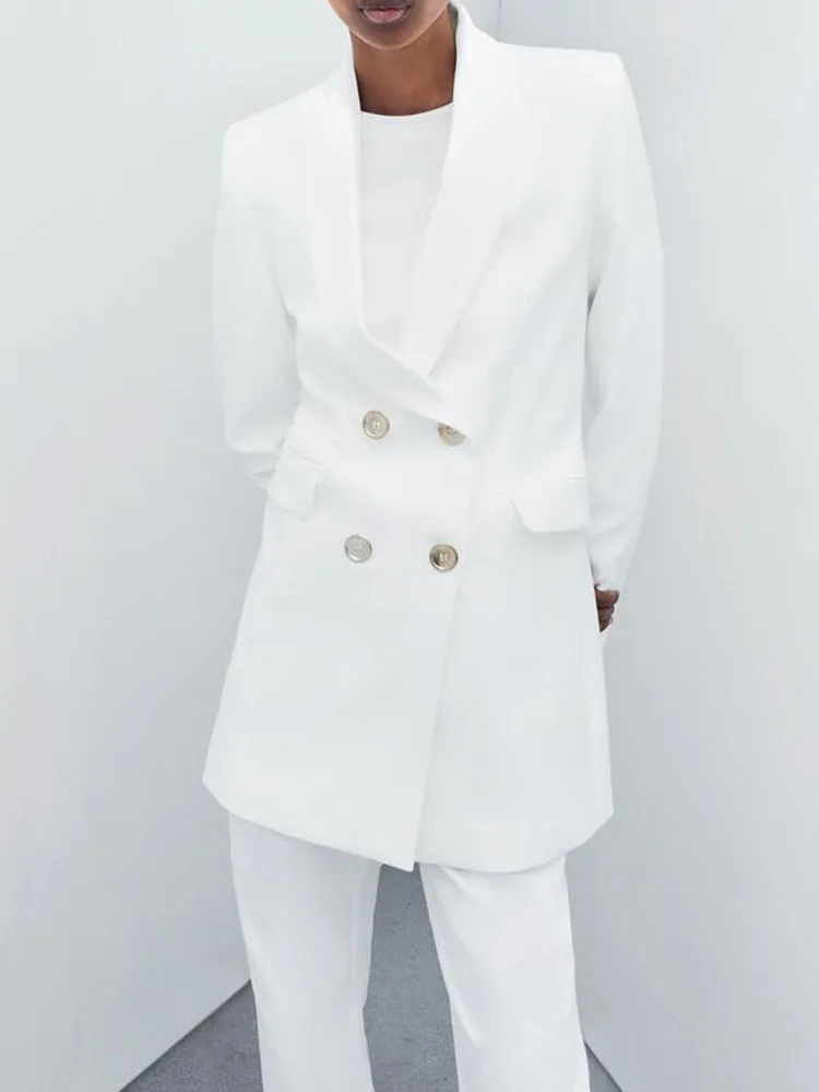 

2022spring new women's clothing all-match long double-breasted blazer