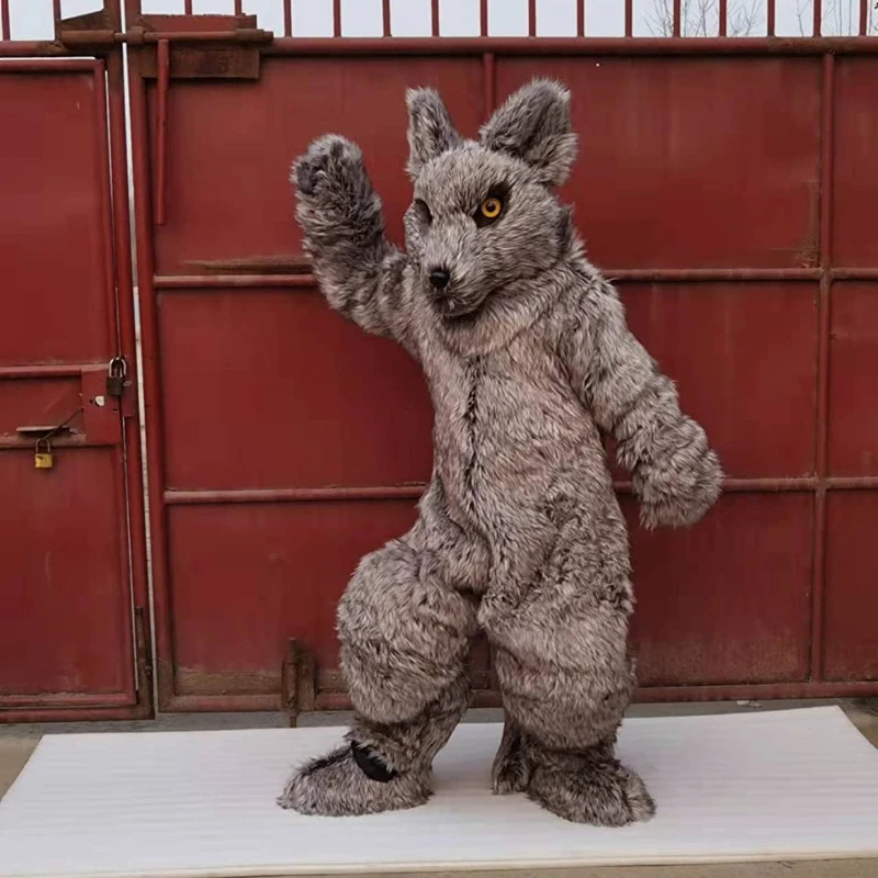 Костюм-талисман для косплея Серый Волк Хаски собака согнутые ноги костюм