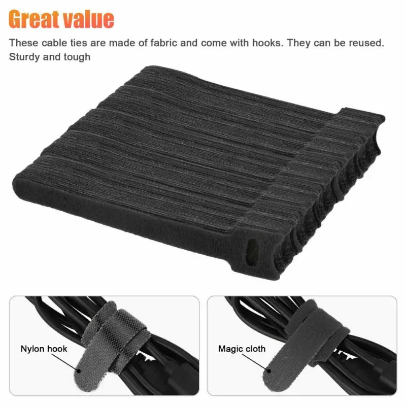 

Self Adhesive Straps Wire Cord Winder Data Line Storage Earphone Winder Cable Tie 100pcs/bag Reusable Fastening Straps Organizer
