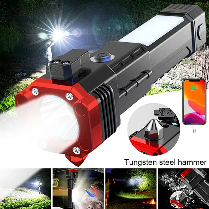

LED Flashlight USB Rechargeable Lamp Super Bright Portable Outdoor Camping Hiking Light Waterproof Emergency Lighting Torch
