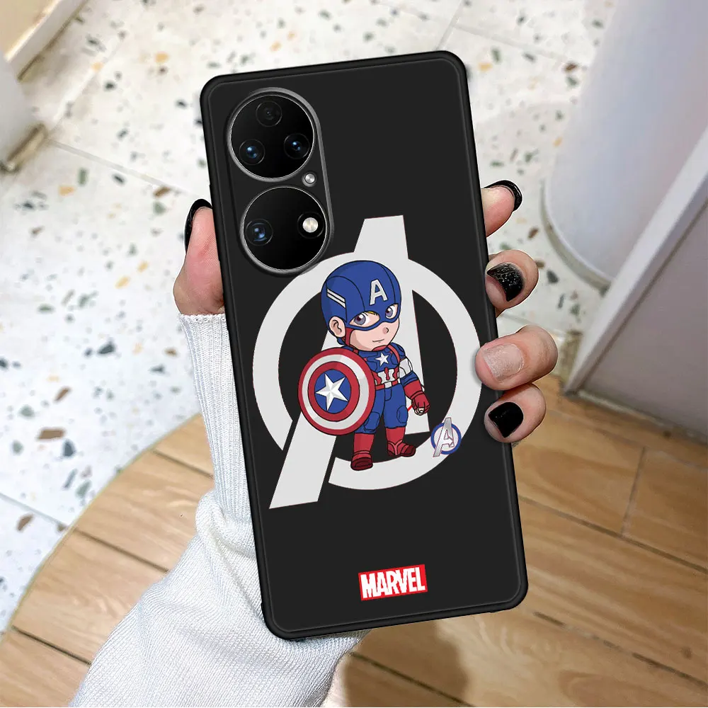 Case Cover for Huawei 9 SE P30 P50 P40 Lite P20 Pro Nova 5T Y6 2021 8i Celular Fashion Soft Marvel Iron man Spider Thor Thanos images - 6