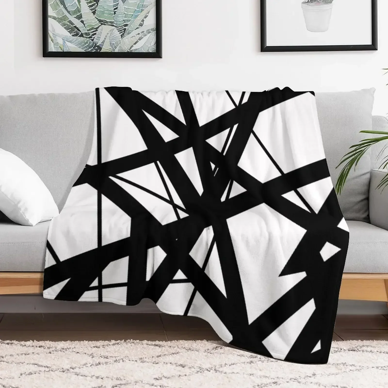 EVH: аутентичный дизайн в черно-белую полоску (чисто-белый) Плед Фланелевая ткань