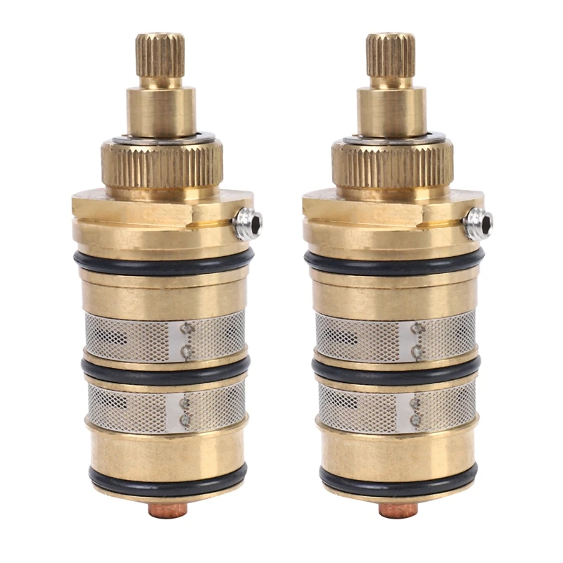 

2X Brass Bath Shower Thermostatic Cartridge&Handle For Mixing Valve Mixer Shower Bar Mixer Tap Shower Mixing Valve
