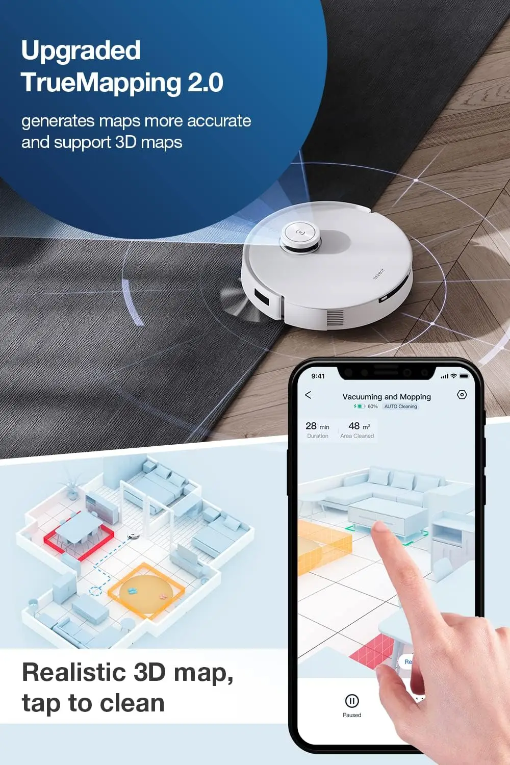 Комбинированный робот-пылесос и швабра ECOVACS DEEBOT T10 OMNI автоматическое