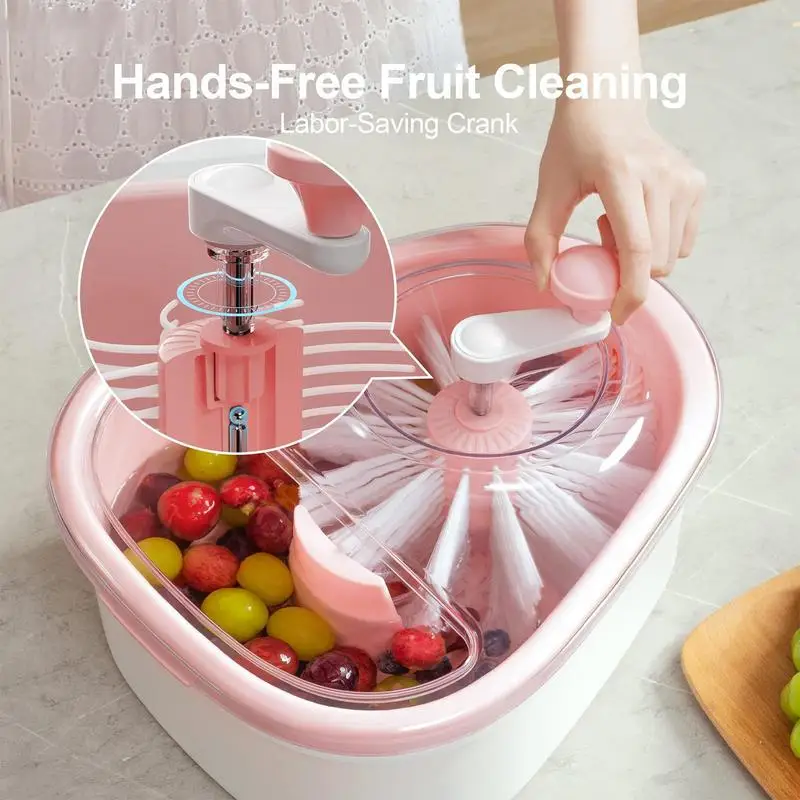 

Fruit Cleaning Device Vegetable Fruit Washing Machine With Bowl Lid 720 Degree Scrubbing Spinner Colander Bowls For Washing