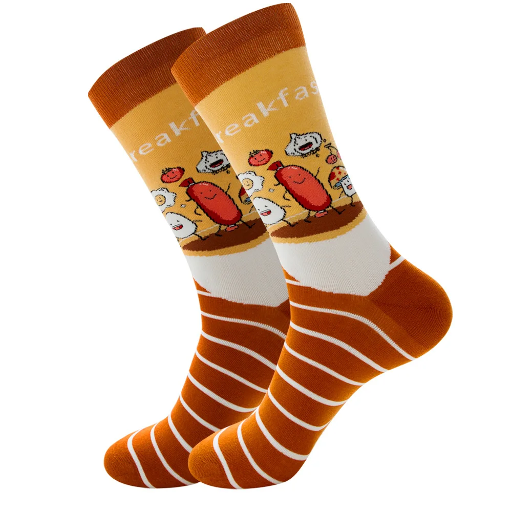 20 Pairs Fashion Men Women Unisex Cotton Spceman Fruits Design Socks Sweat Absorbent Middle Tube Autumn Winter Personality Socks