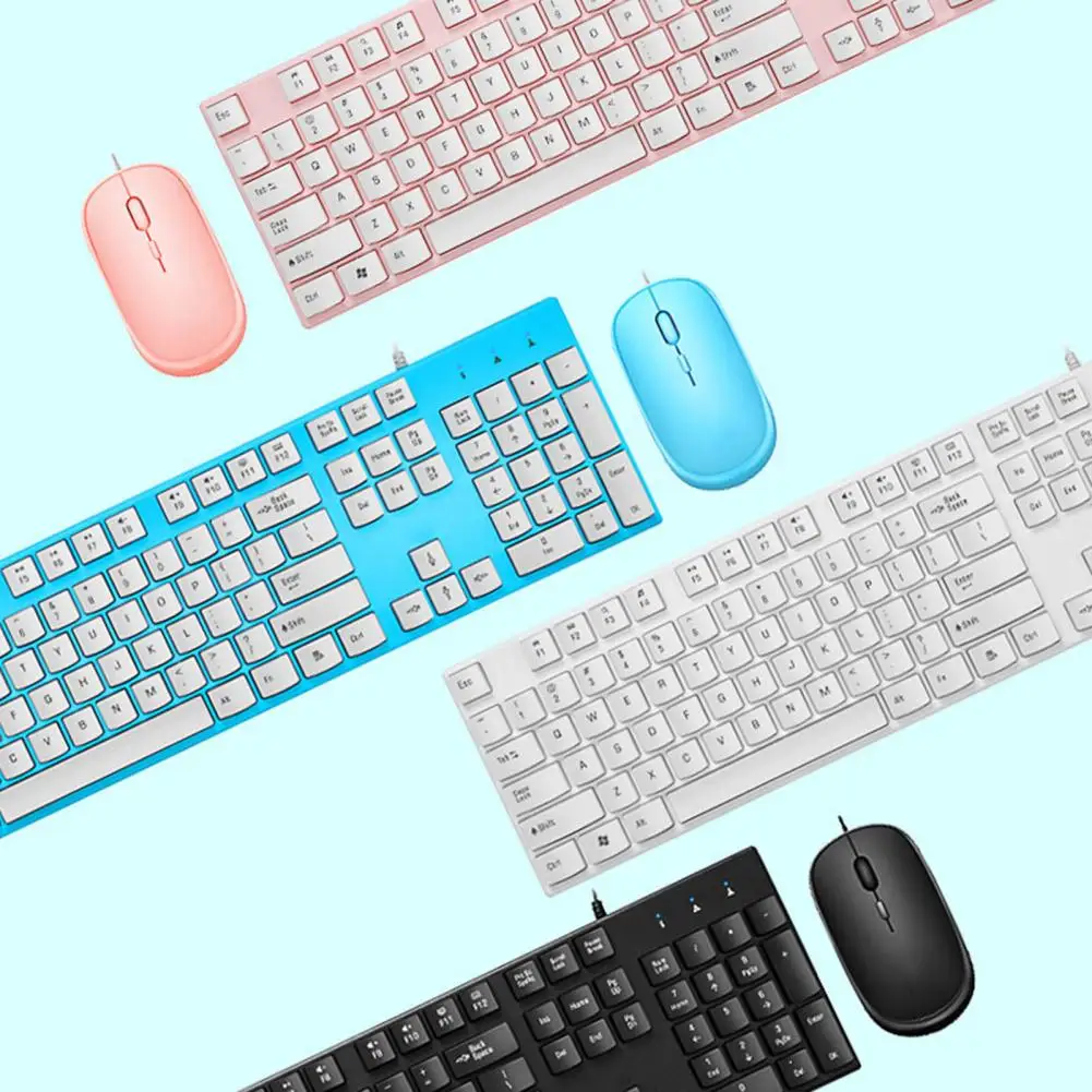 

2Pcs/Set Notebook Mouse Excellent Slim High-precision Mechanical Gaming Keyboard PC Accessory Wired Mouse USB Mouse