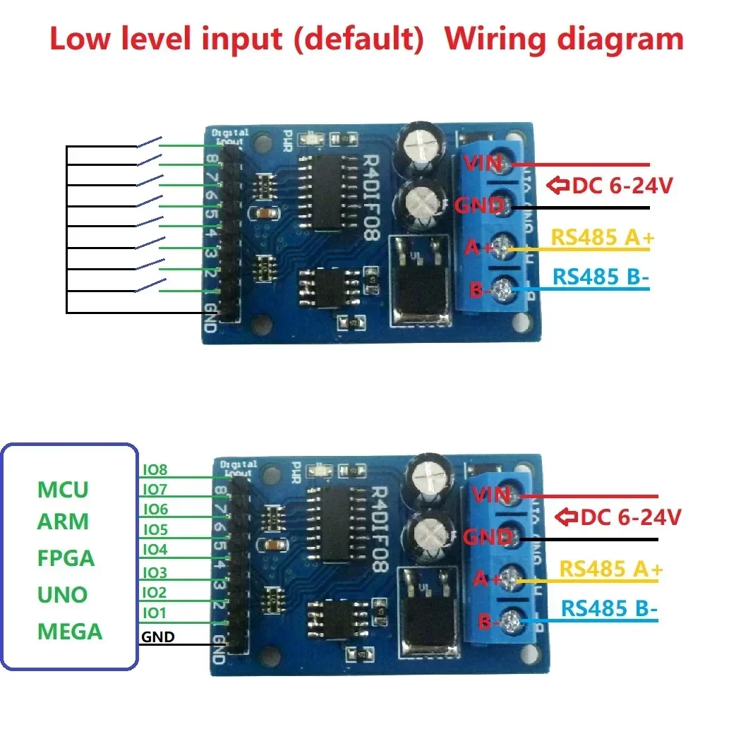 R4DIF08 8-битный цифровой переключатель TTL LvTTL CMOS вход ввода-вывода UART RS485 для реле