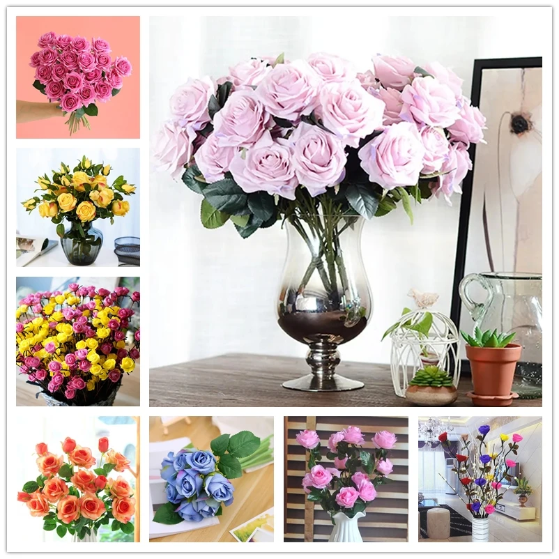 

Букет дельфиниума аджиса, пластиковые искусственные розы, цветы, растения, свадебное украшение для дома, рождественские украшения для сада