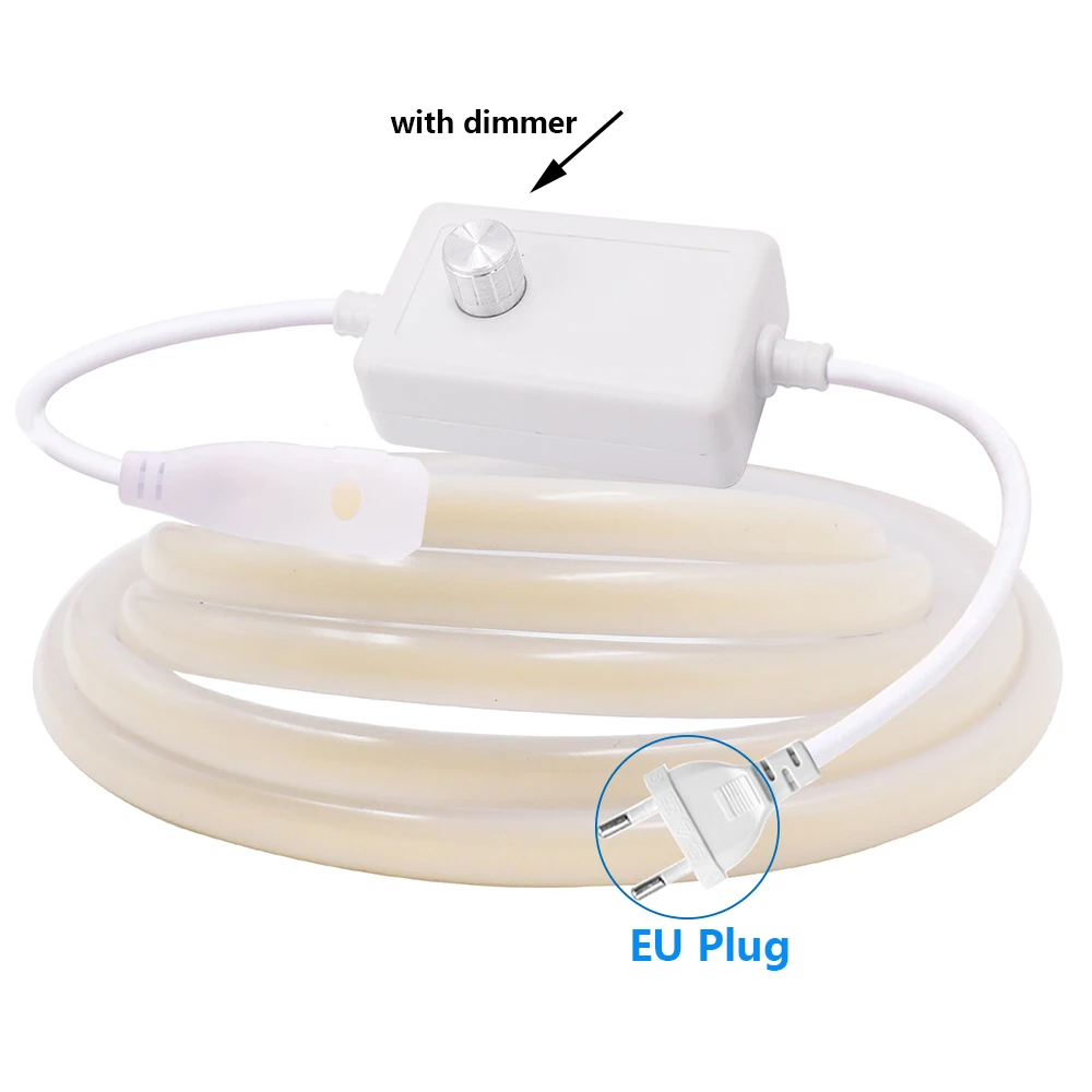 220 В с регулируемой яркостью COB, светодиодная неоновая лента, диммер, комплект вилок, водонепроницаемая 288, светодиодная гибкая трубка, яркий, теплый/натуральный белый