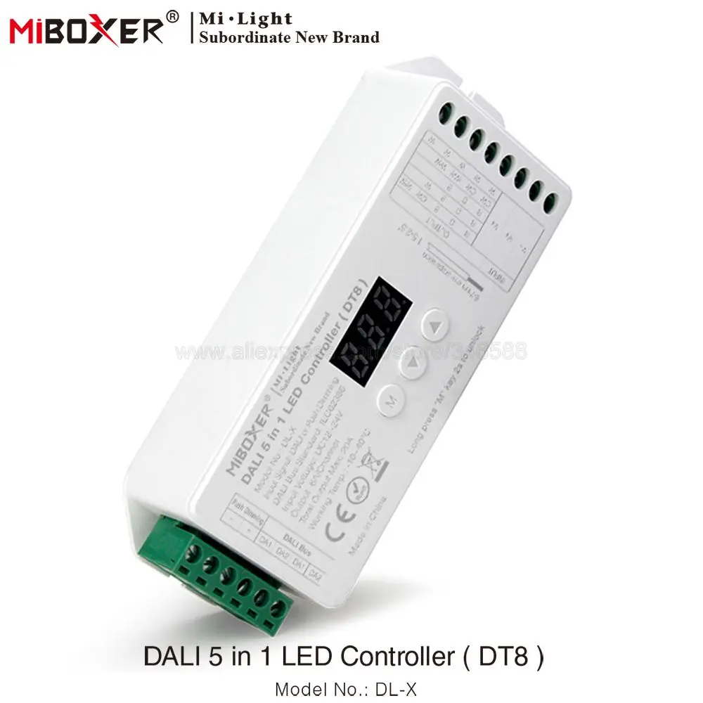 MIBOXER Dali DL-X 5 в 1 светодиодный контроллер DT8 Одноцветный/CCT/RGB/RGBW/RGB + CCT умный светодиодный диммер для светодиодных ламп MIBOXER Dali DL-X 5 в 1 светодиодный контроллер DT8 Одноцветный/CCT/RGB/RGBW/RGB + CCT умный светодиодный диммер для светодиодных ламп