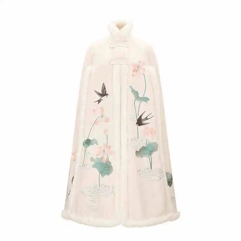 Длинная бархатная накидка с вышивкой в китайском стиле улучшенная зимняя Hanfu