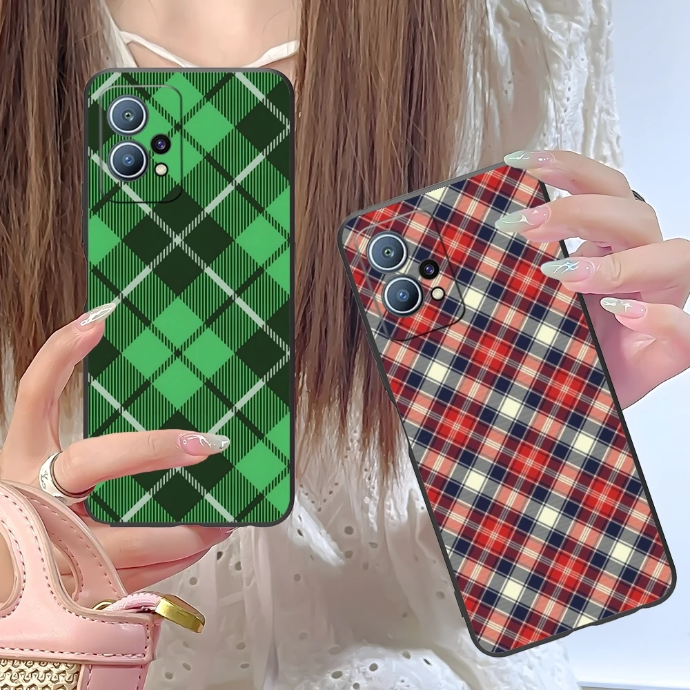 Lattice Grid Texture Mobile Cell Phone Case for Huawei P60 P50 P40 P30 P20 P10 P9 P8 Pro Lite Plus Black Soft Cover Shell