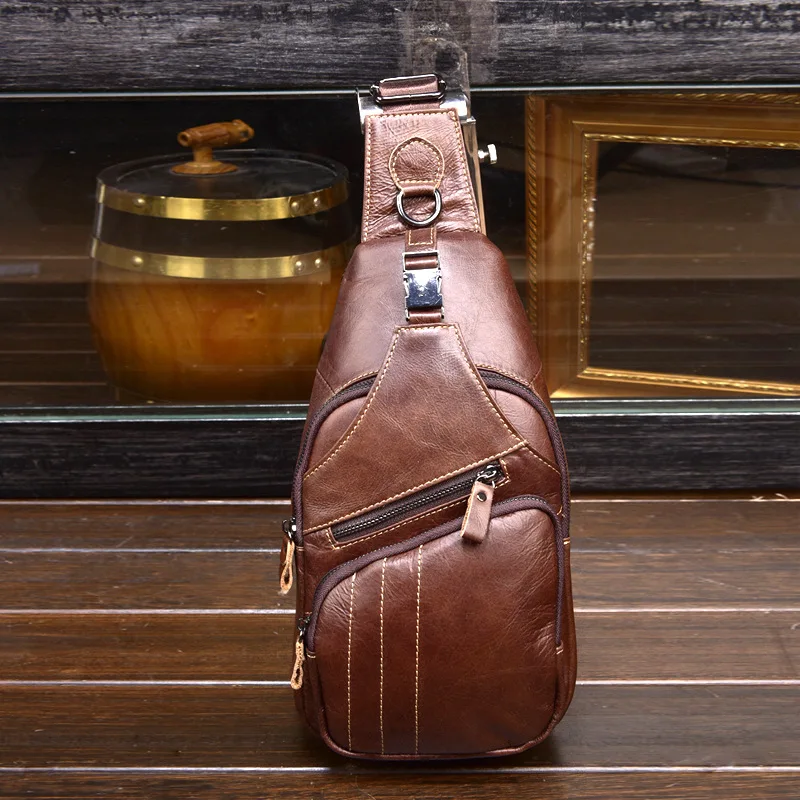 

2023 Genuine Leather Chest Bag Men's Fashion Style Casual Straddle Bag Business Large Capacity Leather Men's Luggage