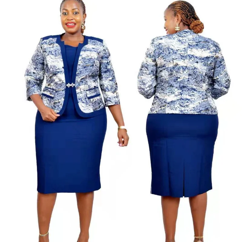 

2X L-6XL африканская осенняя одежда для женщин 2022 вечерние платья платье одежда Дашики блейзер + облегающее платье рождественское платье для женщин