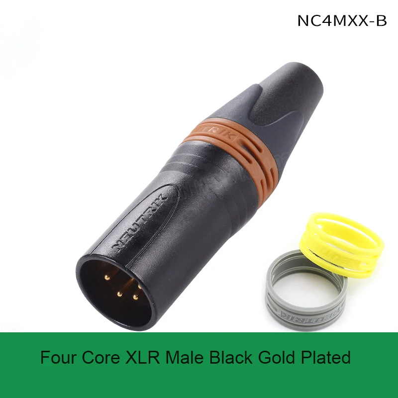 

1PCS NC4MXX-B Black Gold Plated 4 Pin XLR Male Plug Adapter Headphone DIY LED Lighting Equipment Audio Amplifier Connector