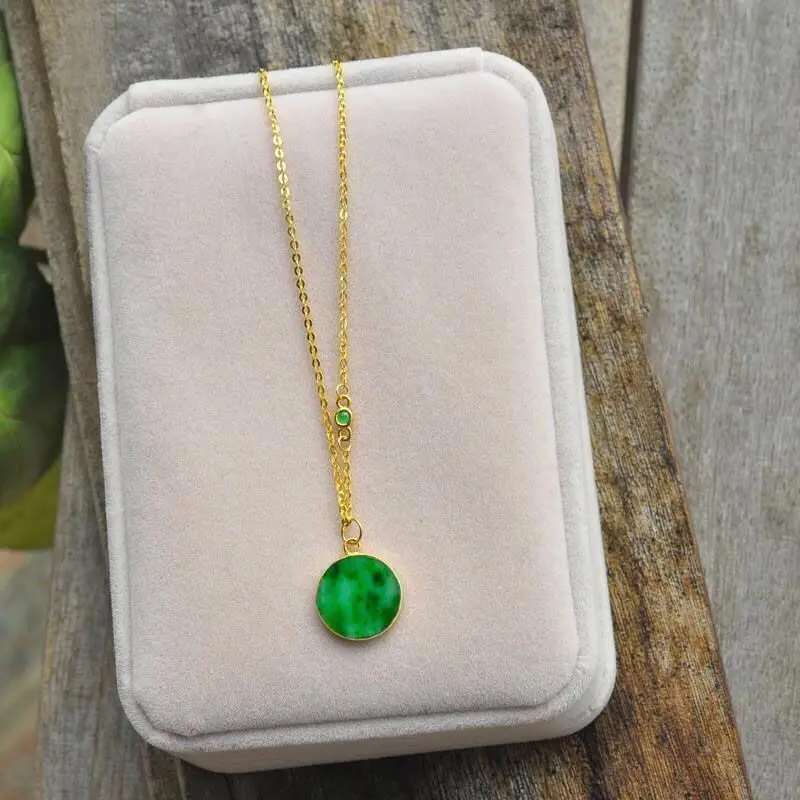 Новинка классический дизайн натуральный зеленый халцедон Минималистичная