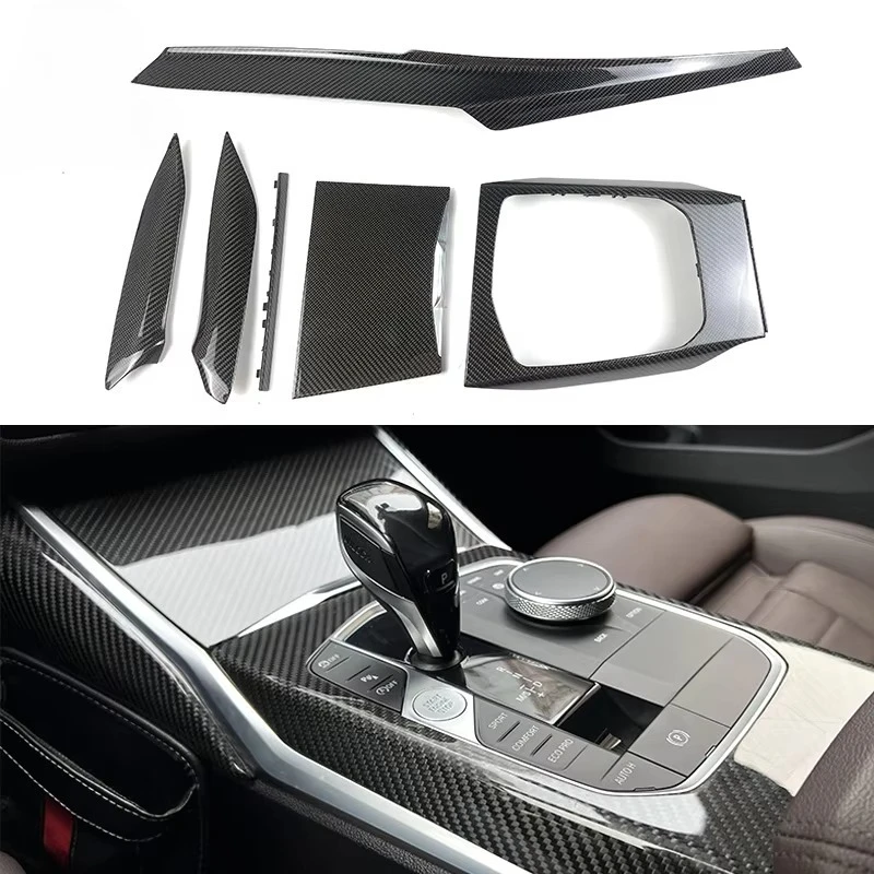 Фото Для BMW G20 G21 G81 G80 G87 M2 M3 M4 M340i 2024 2025 Внутренняя приборная панель из углеродного волокна Рычаг переключения центральной консоли №3