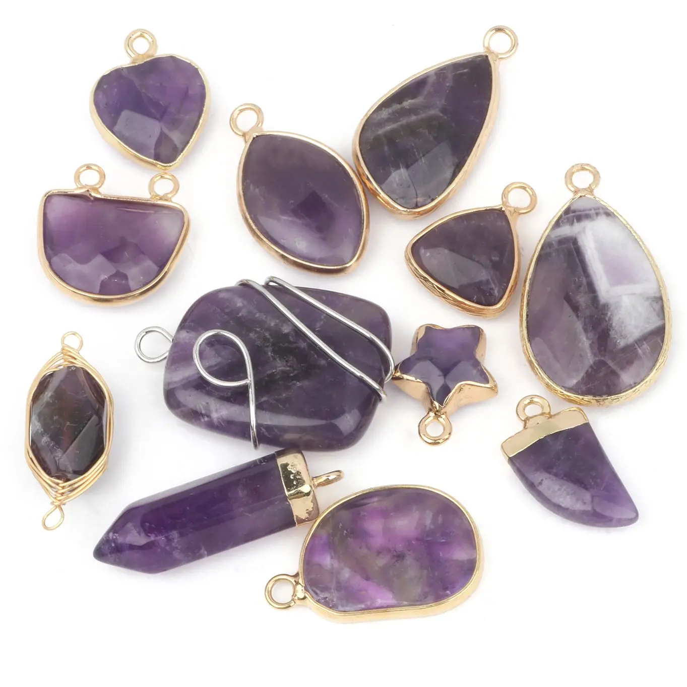 1 шт. натуральный камень фиолетовый кристалл кулон для женщин и мужчин лечебные