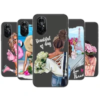 boss girl clear phone case for huawei honor 20 10 9 8a 7 5t x pro lite 5g black etui coque hoesjes comic fash design