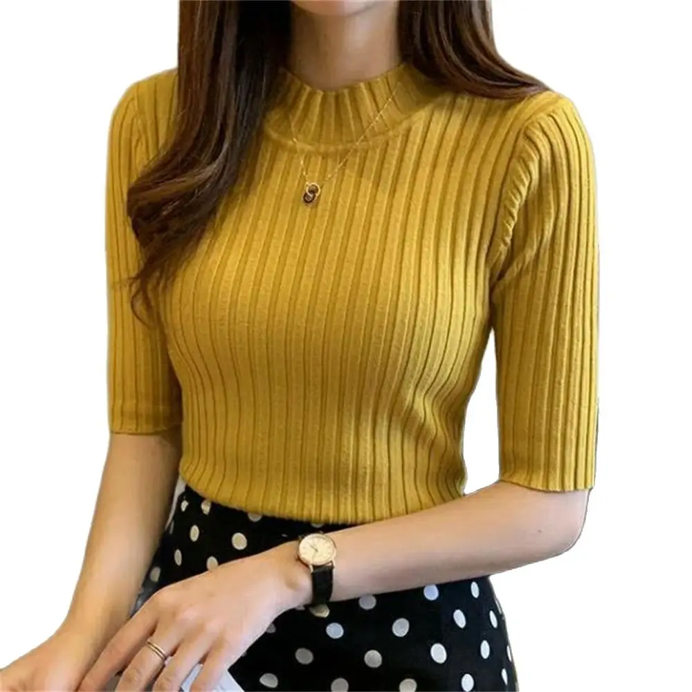 Трикотажная футболка Женские базовые футболки с коротким рукавом Женская