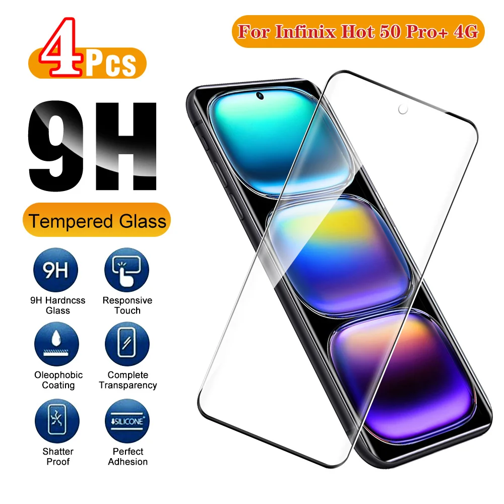 4 шт. infinxHot 50pro + 4G Защитное стекло для Infinix Hot 50 Pro Plus Hot50pro 20D Защитная пленка экрана с