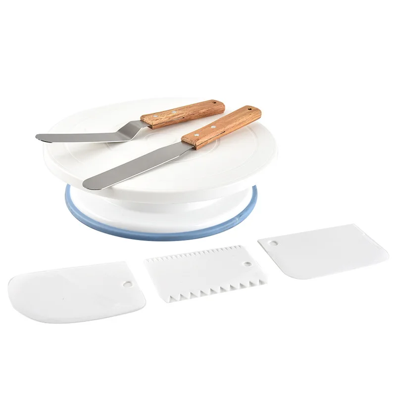 

Cake Rotary Turntable Scraper Stand Decoration Accessories Diy Mold Rotating Stable Anti-skid Round Table Baking Tools 6pc/set