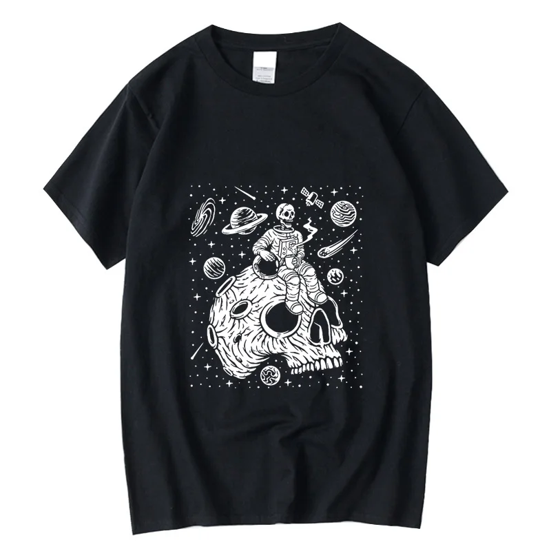 

XIN YI Men's T-shirt High Quality 100% cotton Funny skull print loose casual loose cool men t-shirt o-neck t-shirt tee tops