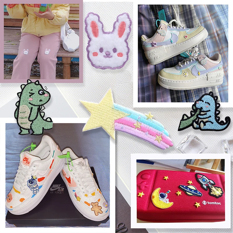 Термоклейкие нашивки для одежды с цветочной вышивкой |