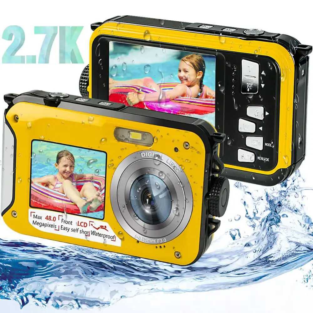 2.7k 48mp Underwater Camera For Snorkeling 650mah Video Recorder Selfie Dual Screen Waterproof Camera Digital Camera enlarge