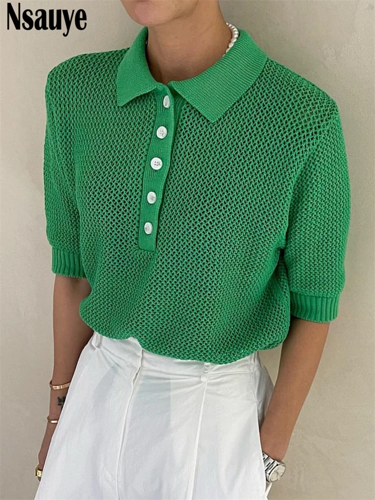 

Nsauye 2022 Knitted Pullover Y2K Short Puff Sleeve Women Sweater T Shirt Crop Top Casual Basic Jumper Female Tees Fashion Summer