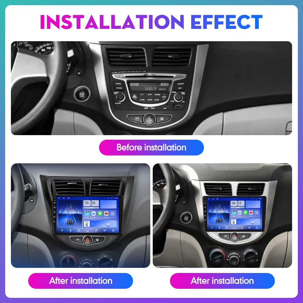 10 33-дюймовый автомобильный радиоприемник для Hyundai Verna Accent Solaris 2010-2016 2Din Android