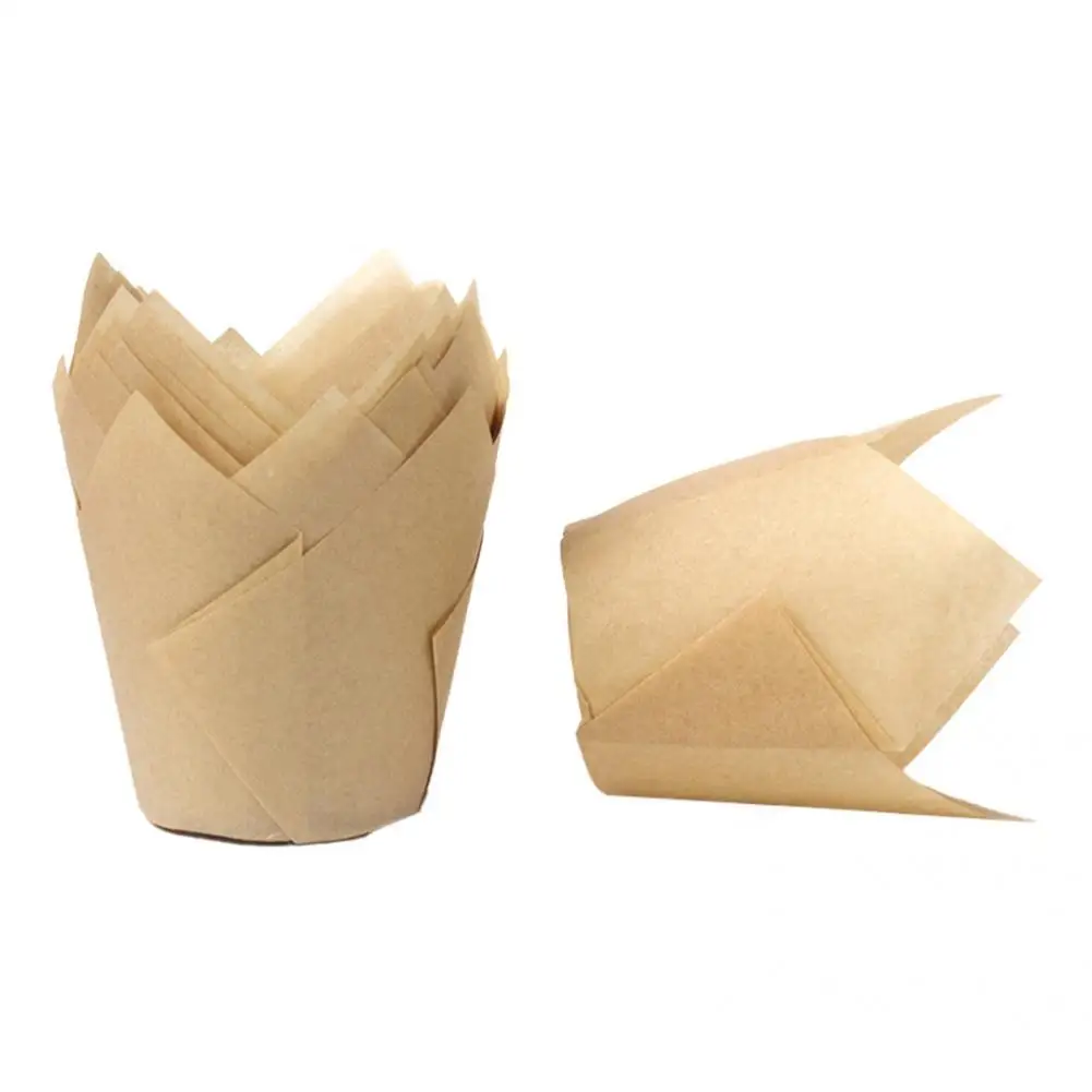 

Cupcake Liner Paper Cup Flower Disposable 50Pcs Tulip Shape Muffin Holiday Party Kitchen Tools