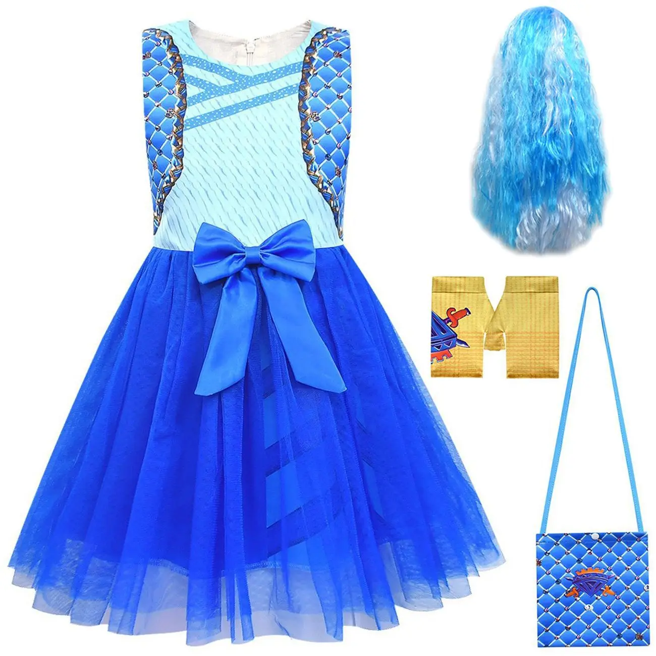 Детская одежда костюм голубого цвета для косплея жилет без рукавов с бантом