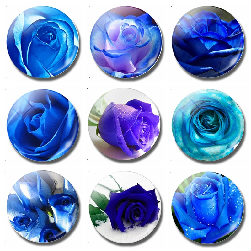 

Blue Enchantress 30MM Fridge Magnet Bluelover Rose Flower Lover Glass Dome Magnetic Refrigerator Stickers Note Holder Home Decor