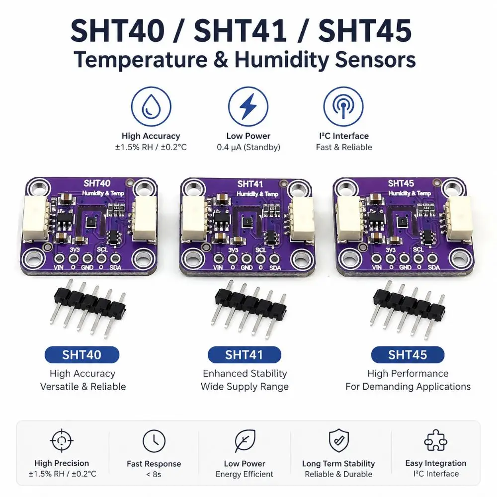 Фото Модуль измерения температуры и влажности SHT40 SHT41 SHT45 IIC I2C 3.3V-5V, датчик влажности с низким энергопотреблением для QWIIC №3