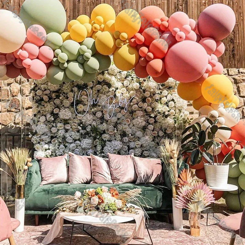 

141pcs Pastel Rainbow Balloon Arch Kit Sage Green Party Decoration Baby Shower Dusty Pink Globos Latex Balloon Wedding Supplies