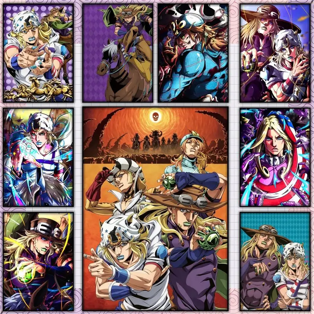 Фото Классический аниме-постер JOJO-SBR с Джотаро Куджо, самоклеящаяся художественная водонепроницаемая бумажная наклейка для декора стен в кофейне, баре или комнате. №1