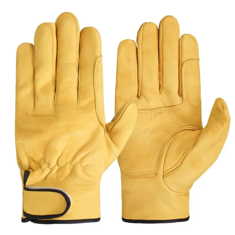 

Work gloves sheepskin leather workers work welding safety protection garden sports motorcycle driver wear-resistant gloves