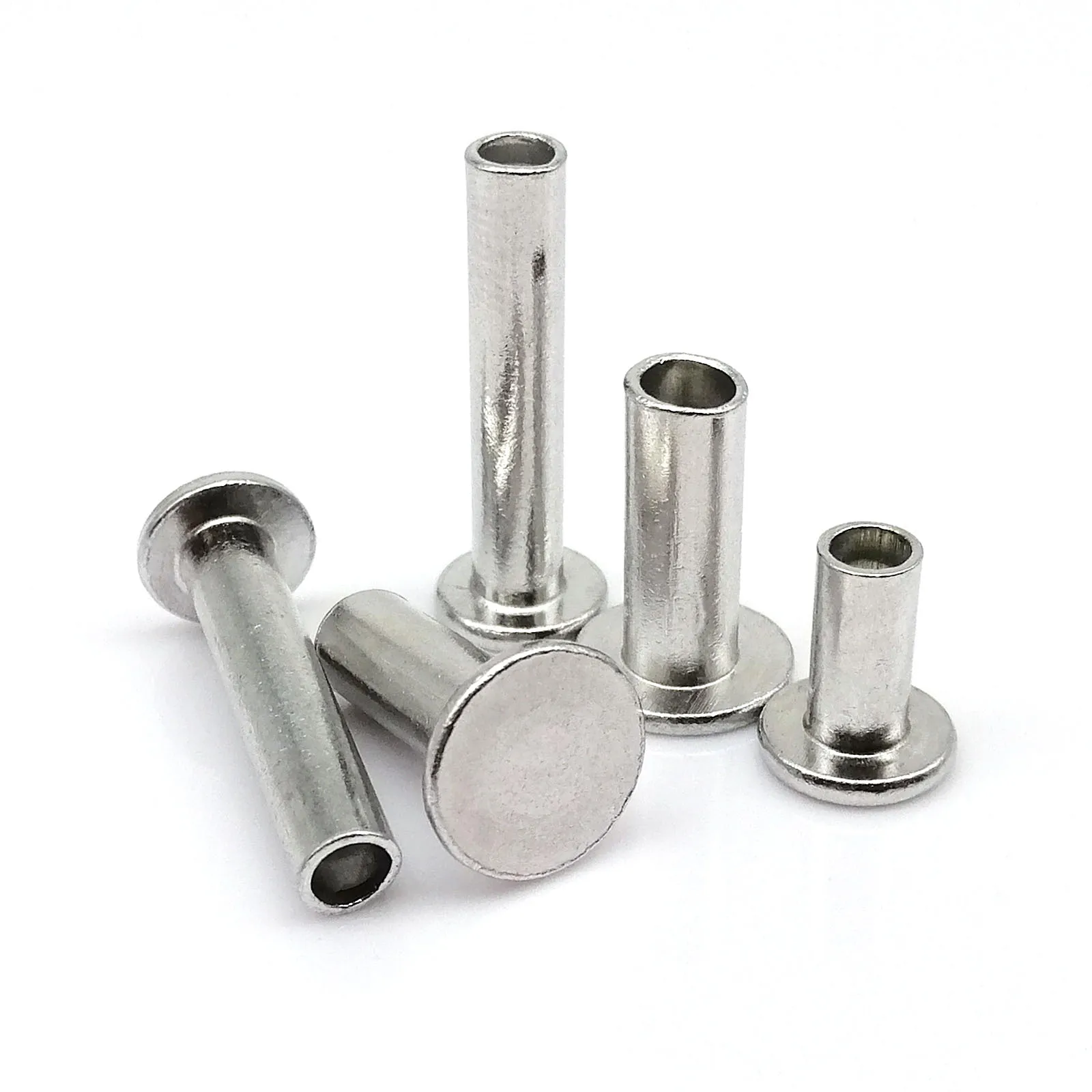 

10/50pcs M2 M2.5 M3 M4 M5 M6 GB875 Aluminum Flat Thin Wafer Head Half Semi Hollow Shank Rivet Rod Diameter 2-8mm length 3-30mm