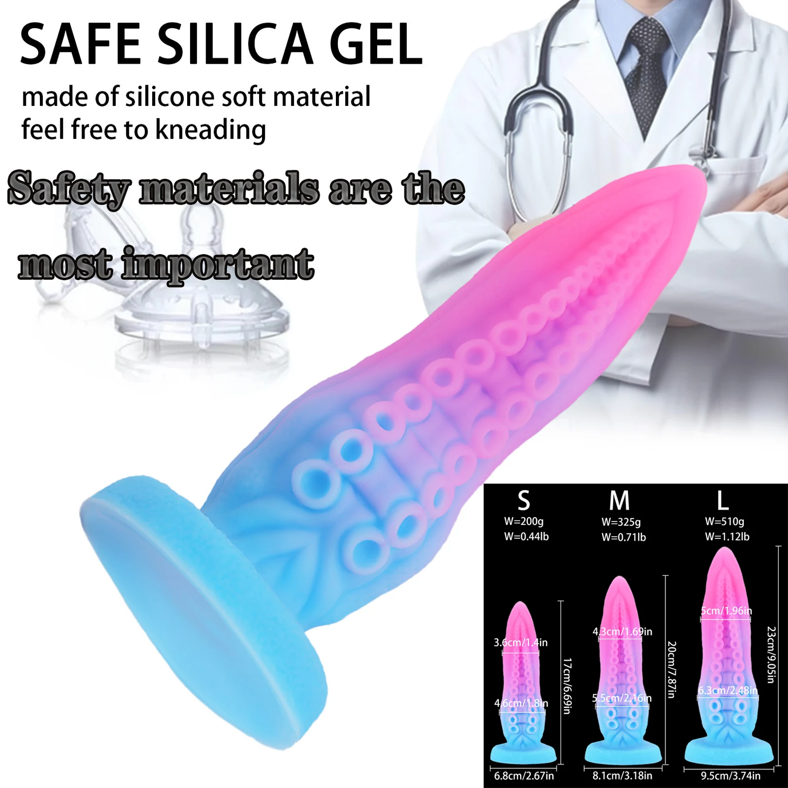 Силиконовый фаллоимитатор в виде осьминога Анальная пробка большая Женский