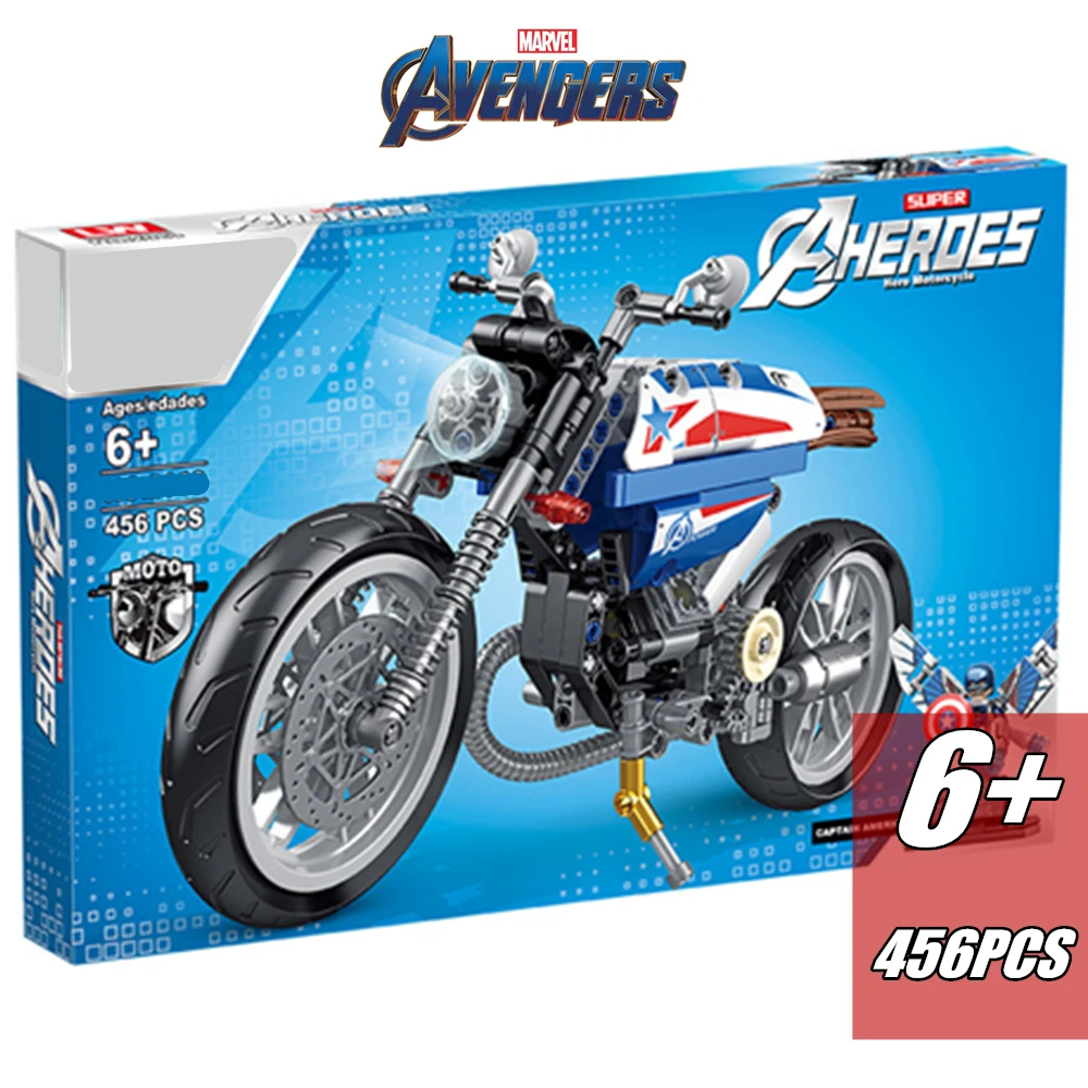 

Disney Marvels Avengers Captain America Iron Man Motorcycle Technical Building Blocks Hero Toy Kid Gift Creative