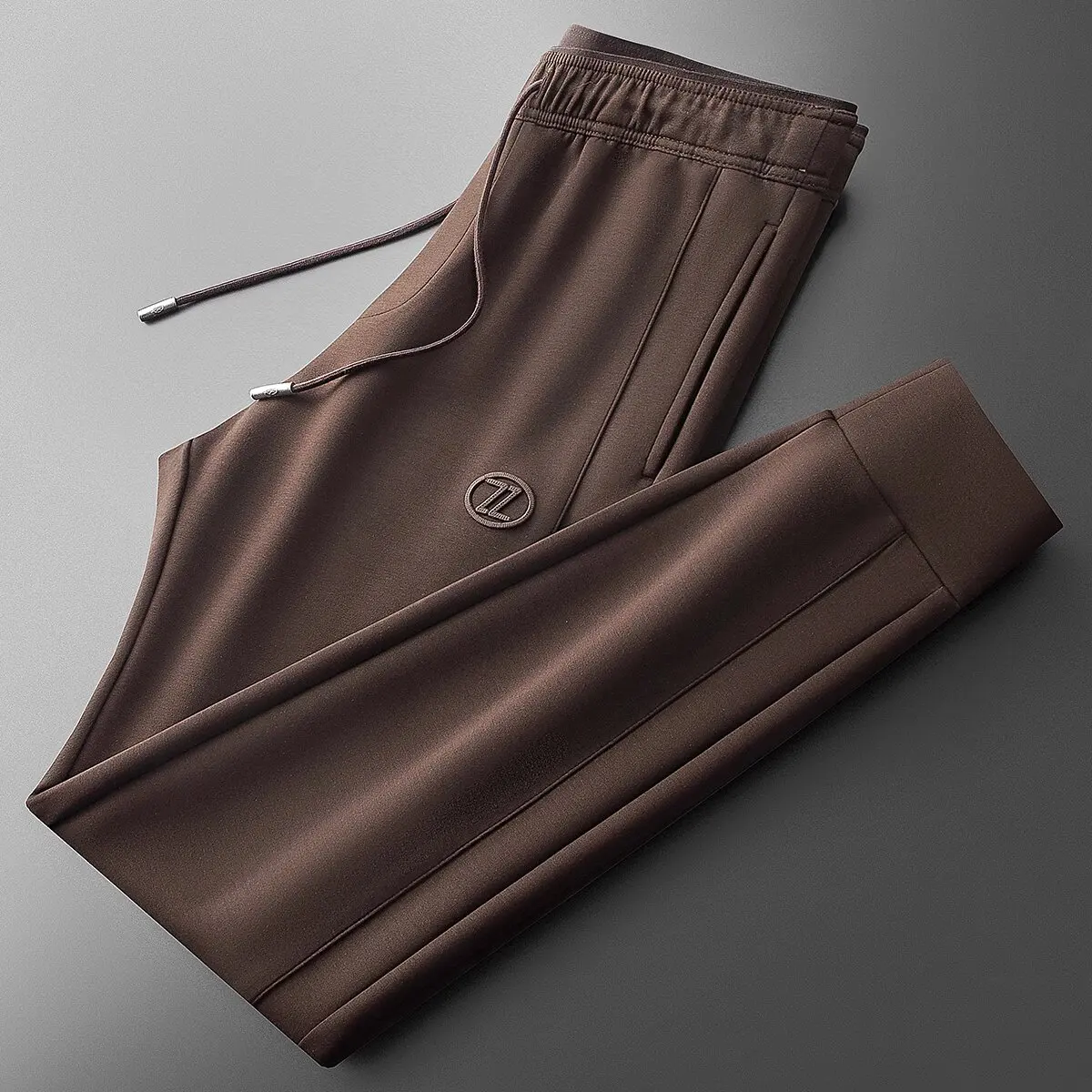 Осенне-зимняя мода с однотонными хлопковыми брюками воздушным слоем для мужчин