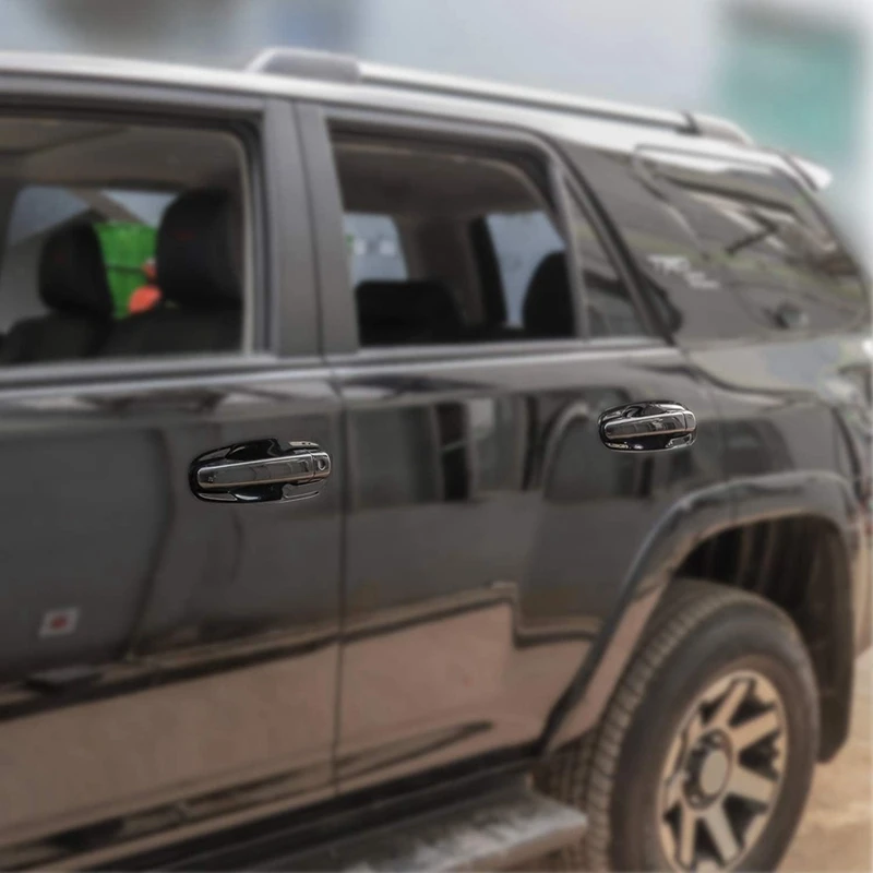Car Exterior Rear View Mirror Cover Trim + Door Handle For Toyota 4Runner 2017-2023 Replacement Parts Black