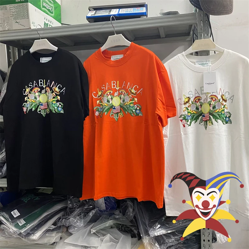 

Casablanca Mushroom T-Shirts Men Women High Quality Black White Orange T Shirt Top Tee